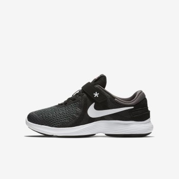 Nike Revolution 4 FlyEase - Nagyobb Gyerek Futócipő - Fekete/Sötét Szürke/Piros/Fehér